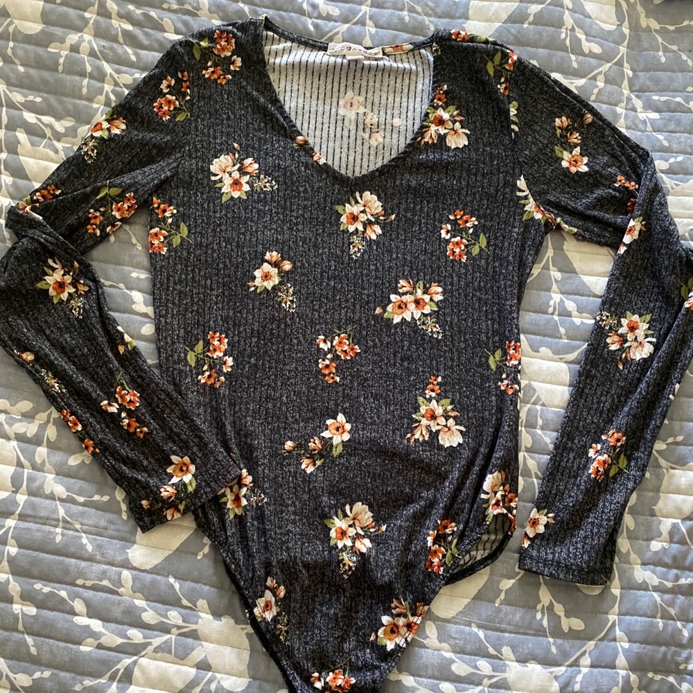 Floral long sleeve bodysuit